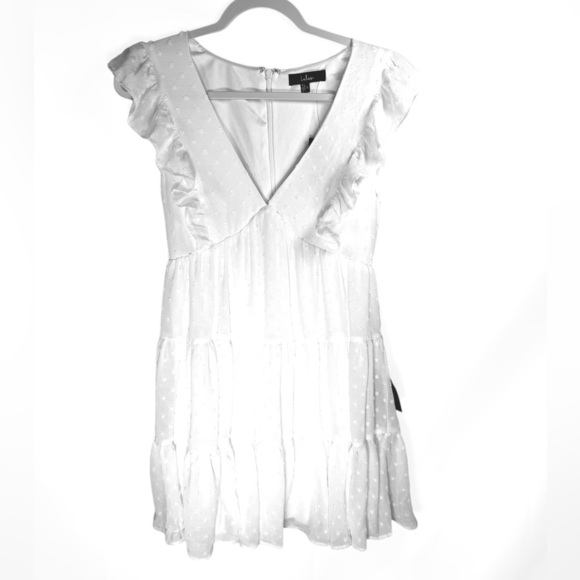 Lulus Dresses & Skirts - Lulus Dreamy Designs White Ruffled Tiered Swiss Dot Mini Dress S